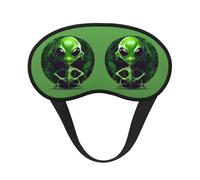 Máscara de dormir con estampado de alienígena verde para personas que duermen de lado, bonita máscara opaca para el hogar o viajes