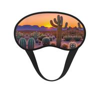 Máscara de dormir con estampado de atardeceres del desierto de cactus y cubierta suave, sin presión para dormir, máscaras de ojos para personas que duermen de lado