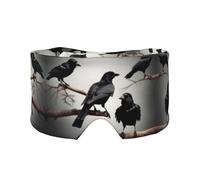 Máscara de dormir con estampado de cuervo negro en una rama para hombres y mujeres, cubierta suave para los ojos, diadema insonorizada para viajes, siesta