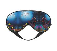 Máscara de dormir con estampado de delfines bajo el agua, peces de coral, antifaz para los ojos, para dormir por la noche, viajes, aviones