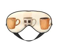 Máscara de dormir con estampado de doce tazas con correa ajustable, cómoda cubierta de ojos para viajes, yoga, siestas, dormir y relajarse