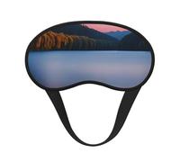 Máscara de dormir con estampado de lago bajo el atardecer para personas que duermen de lado, máscara opaca en forma de copa, para hombres y mujeres