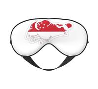 Máscara de dormir con estampado de mapa de la bandera de Singapur, máscara de ojos suave con correa ajustable para dormir, viajar y relajarse
