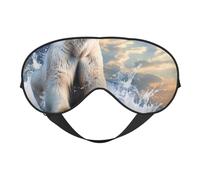 Máscara de dormir con estampado de oso polar acuático con correa ajustable, cómoda cubierta para los ojos para viajes, yoga, siestas, dormir y relajarse