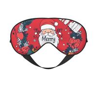 Máscara de dormir con estampado de Papá Noel con correa ajustable, cómoda cubierta para los ojos para viajes, yoga, siestas, dormir y relajarse