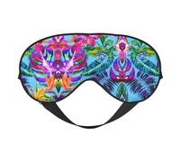Máscara de dormir con estampado de plantas tropicales de flores rosas, máscara de ojos vendados, sombra de ojos para dormir por la noche, viajes, aviones