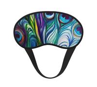 Máscara de dormir con estampado de plumas de pavo real, máscara de dormir para mujeres y hombres, para una oscuridad total, reduce la hinchazón de la máscara de ojos