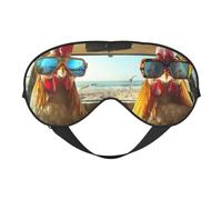Máscara de dormir con estampado de pollo con cristales rotos con correa ajustable, cómoda cubierta para los ojos para viajes, yoga, siestas, dormir y relajarse