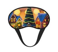 Máscara de dormir con estampado de pueblo navideño para personas que duermen de lado, con forma de copa, opaca, para hombres y mujeres