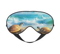 Máscara de dormir con estampado de tortugas, peces y playas de coral con correa ajustable, cómoda cubierta para los ojos para viajes, yoga, siestas, dormir y relajarse