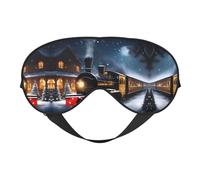 Máscara de dormir con estampado de tren de ferrocarril y Navidad, para invierno, Navidad, nieve, tren, venda, cubierta de sombra de ojos suave para mujeres y hombres, para viajes, siesta y meditación