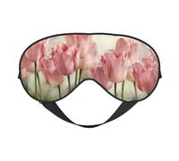 Máscara de dormir con estampado de tulipanes rosas con bloqueo de luz suave para dormir de lado, mujeres y hombres, máscara de ojos transpirable con correa ajustable