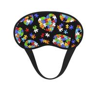 Máscara de dormir con forma de corazón para adultos con diseño de rompecabezas para concienciación sobre el autismo, máscara de ojos cómoda que bloquea la luz para viajes, yoga