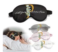 Máscara de dormir con nombre personalizado con diseño de letras florales, máscara de seda para dormir con correa flexible, máscara contorneada para dormir, máscara de dormir con correa cubierta de