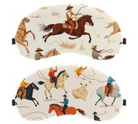 Máscara de dormir de 2 piezas para dormir de espalda y de lado, 100 % de bloqueo de luz, diseño vintage de West Wild Cowboys para hombres, ajustable y transpirable, sin presión ocular