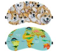 Máscara de dormir de 2 piezas para dormir de espalda y de lado, diseño de dinosaurio, anticuario, 100 % bloqueo de luz, ajustable y transpirable, cero presión ocular