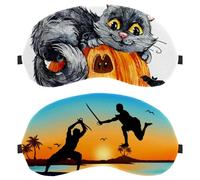 Máscara de dormir de 2 piezas para dormir de espalda y de lado, máscara de ojos con bloqueo de luz 100 % de espada, ajustable y transpirable, cero presión ocular