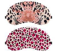 Máscara de dormir de 7 piezas para dormir de lado, hombres y mujeres, con bloqueo de luz de leopardo rosa, máscara de ojos con correa ajustable, venda nocturna para los ojos