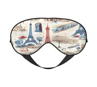 Máscara de dormir de poliéster y elastano para mujeres y hombres, antifaz ajustable similar a la seda, con impresión de doble cara, Francia, París, Torre Eiffel, transpirable, opaca, para dormir