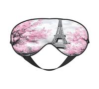 Máscara de dormir de poliéster y elastano para mujeres y hombres, máscara de ojos ajustable similar a la seda con impresión de doble cara, pintura artística de la Torre de París, transpirable, opaca