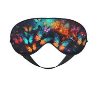 Máscara de dormir de poliéster y elastano para mujeres y hombres, máscara de ojos ajustable similar a la seda con impresión de mariposas coloridas, diseño de animales, transpirable, para dormir