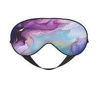 Máscara de dormir de poliéster y elastano para mujeres y hombres, máscara de ojos ajustable similar a la seda con impresión de doble cara, mármol azul morado, líquido, transpirable, opaca, para dormir