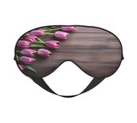 Máscara de dormir de poliéster y elastano para mujeres y hombres, máscara de ojos ajustable similar a la seda con estampado floral de tulipán de madera transpirable para dormir, viajes, turnos