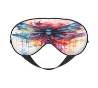 Máscara de dormir de poliéster y elastano para mujeres y hombres, máscara de ojos ajustable similar a la seda con impresión de doble cara, libélula, animales en acuarela, transpirable, opaca, para