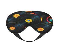 Máscara de dormir de poliéster y elastano para mujeres y hombres, máscara de ojos ajustable similar a la seda con impresión de doble cara, grabación de música, CD, transpirable, opaca, para dormir