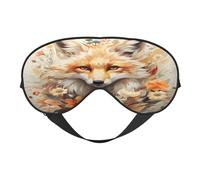 Máscara de dormir de poliéster y elastano para mujeres y hombres, máscara de ojos ajustable similar a la seda con impresión de doble cara animal zorro flor transpirable opaca para dormir, viajes