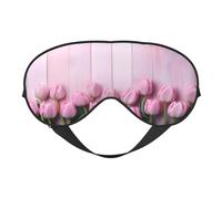 Máscara de dormir de poliéster y elastano para mujeres y hombres, máscara de ojos ajustable similar a la seda con impresión de doble cara, tulipán de madera, floral, transpirable, opaca, para dormir