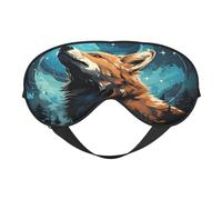 Máscara de dormir de poliéster y elastano para mujeres y hombres, máscara de ojos ajustable similar a la seda con impresión de doble cara, un lobo que pasa por alto todo, transpirable, opaca, para