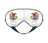 Máscara de dormir de seda sintética con bandera del estado de Illinois, para relajación, con correa elástica ajustable, ideal para viajes y sueño profundo