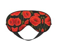 Máscara de dormir de seda sintética con flores de amapola - Relajación con correa elástica ajustable - Ideal para viajes y sueño profundo