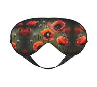 Máscara de dormir de seda sintética con flores de amapola - Relajación con correa elástica ajustable - Ideal para viajes y sueño profundo