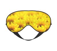 Máscara de dormir de seda sintética de girasol amarillo - Relajación con correa elástica ajustable - Ideal para viajes y sueño profundo