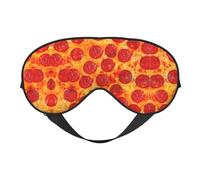 Máscara de dormir de seda sintética de pizza 3D con pepperoni - Relajación con correa elástica ajustable - Ideal para viajes y sueño profundo