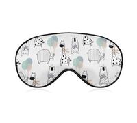 Máscara de dormir dibujada a mano con diseño de jirafa y oso con correa ajustable, cómoda máscara de ojos suave, ayuda para dormir, máscaras de ojos bloqueadoras de luz