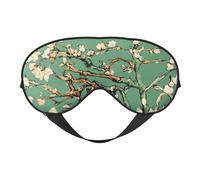 Máscara de dormir ligera con estampado de flores de almendro y pintura transpirable que bloquea la luz, viajes, yoga, aventuras al aire libre