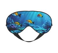 Máscara de dormir ligera con estampado de paisaje submarino tranquilo, transpirable, bloquea la luz, viajes, yoga, aventuras al aire libre
