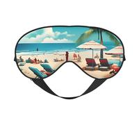 Máscara de dormir ligera con estampado de paisajes de playa, transpirable, bloquea la luz, viajes, yoga, aventuras al aire libre