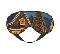Máscara de dormir ligera con estampado de pueblo de carnaval de Navidad, transpirable, bloquea la luz, viajes, yoga, aventuras al aire libre