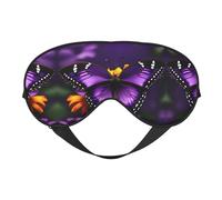 Máscara de dormir morada con mariposa y flor, ajustable, transpirable, a la moda, para una experiencia de sueño cómoda