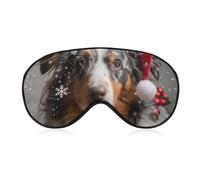 Máscara de dormir navideña para perros, con copos de nieve, para perros pastores australianos, para adultos, ajustable, suave, para hombres y mujeres, para viajes, juegos de siesta