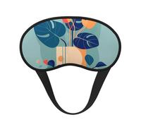 Máscara de dormir opaca de bambú azul y naranja, poliéster suave, antiluz, elegante, adecuada para hombres y mujeres, para el trabajo diario y viajes al aire libre.