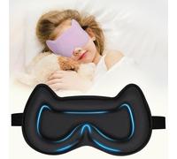 Máscara de dormir para niños: máscara de dormir contorneada 3D, con correa ajustable, cubierta de ojos para niños, niñas, adolescentes, sin presión, con máscara facial de espuma viscoelástica para