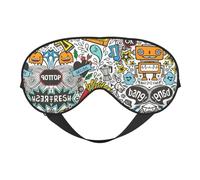 Máscara de dormir reversible con estampado de arte cómico, ideal para camping, meditación y turnos, ajuste cómodo, sin fugas de luz