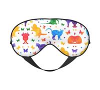 Máscara de dormir reversible con estampado de mariposas y lunares y gatos, ideal para camping, meditación y turnos, ajuste cómodo, sin fugas de luz