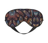 Máscara de dormir reversible con estampado de plumas de pavo real, ideal para camping, meditación y turnos, ajuste cómodo, sin fugas de luz
