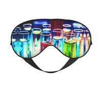 Máscara de dormir reversible con impresión de tubo de ensayo de química, ideal para camping, meditación y turnos, ajuste cómodo, sin fugas de luz